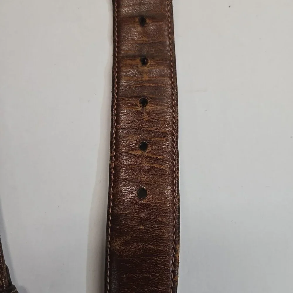 Trafalgar Cortina Brown Leather Belt Mens Size 38 USA Made Bos Indicus Kholmoger